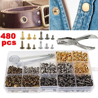 480/360PCS Leather Rivets Metal Double Cap Pressure Riveter  Leather Craft Cloth Repairs Tool Set Decoration Manual Riveter