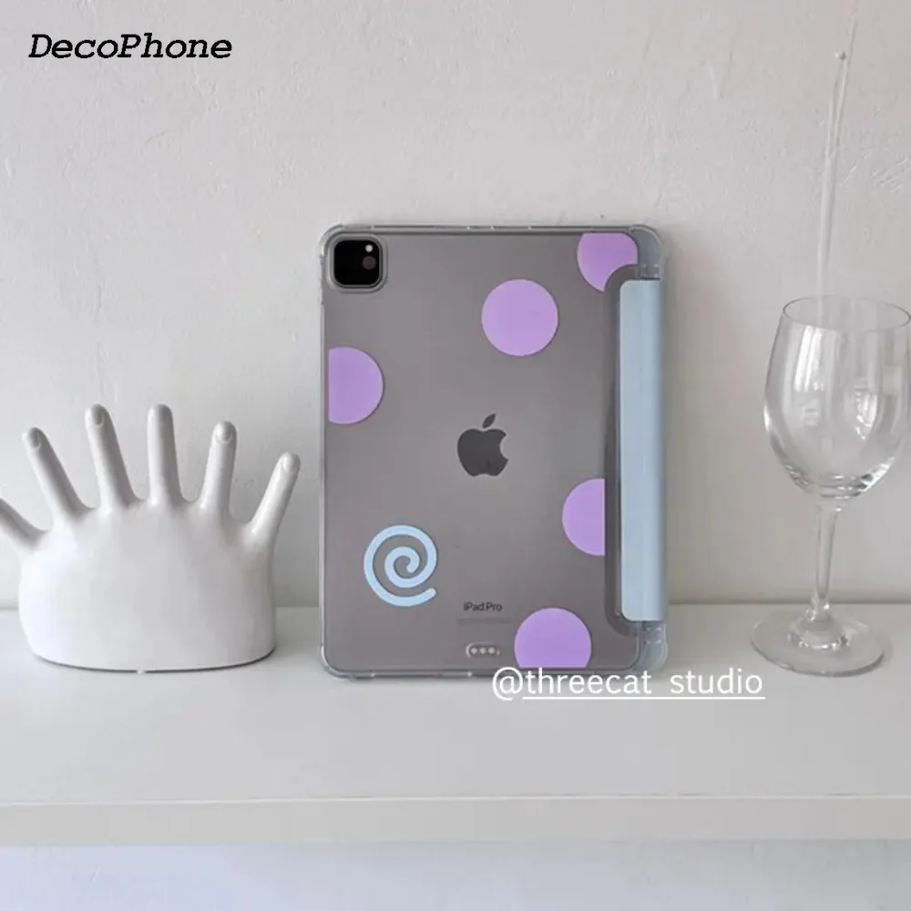 

Korean Ins Pink Purple Polka Dots CASE FOR iPad pro 10/11-Inch 2020/6th/7th /8th /Air 3rd/Air 4th/9th gen/Air 5th Gen 2022/Air