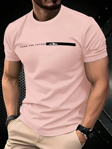 Imagen 2 del producto Camiseta deportiva informal holgada de gran tamaño con estampado de letras simples y cuello redondo de manga corta para hombre de verano