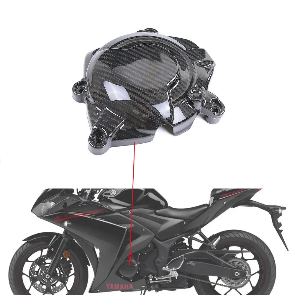 3K Carbon Fiber Engine Cover Protection Motorcycle Accessories Fairing Kits Parts For Yamaha YZF-R3 YZF R3 2021 2022 2023 2024