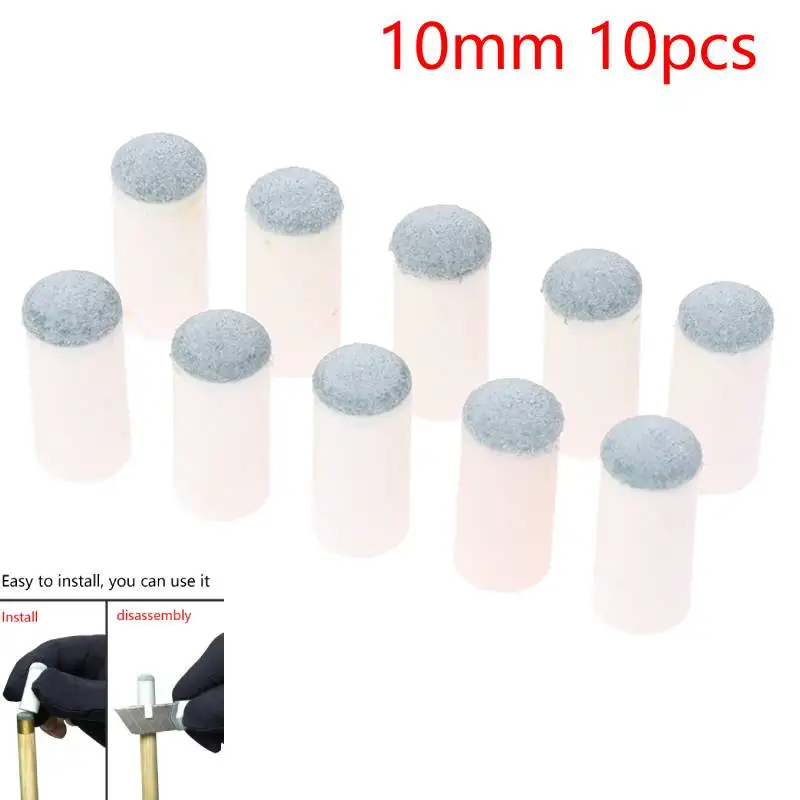 10pcs 10mm Slip-on Billiards Cue Tips Protector Pool Cue Stick Entertainment Billiard Replacement Stick Tip Accessories