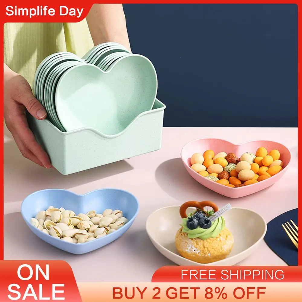 Kitchen Set Food Grade Fruit Dish Spitting Bone Dish No Fading Household Multi-function Save Space Heart Smooth Creative Table