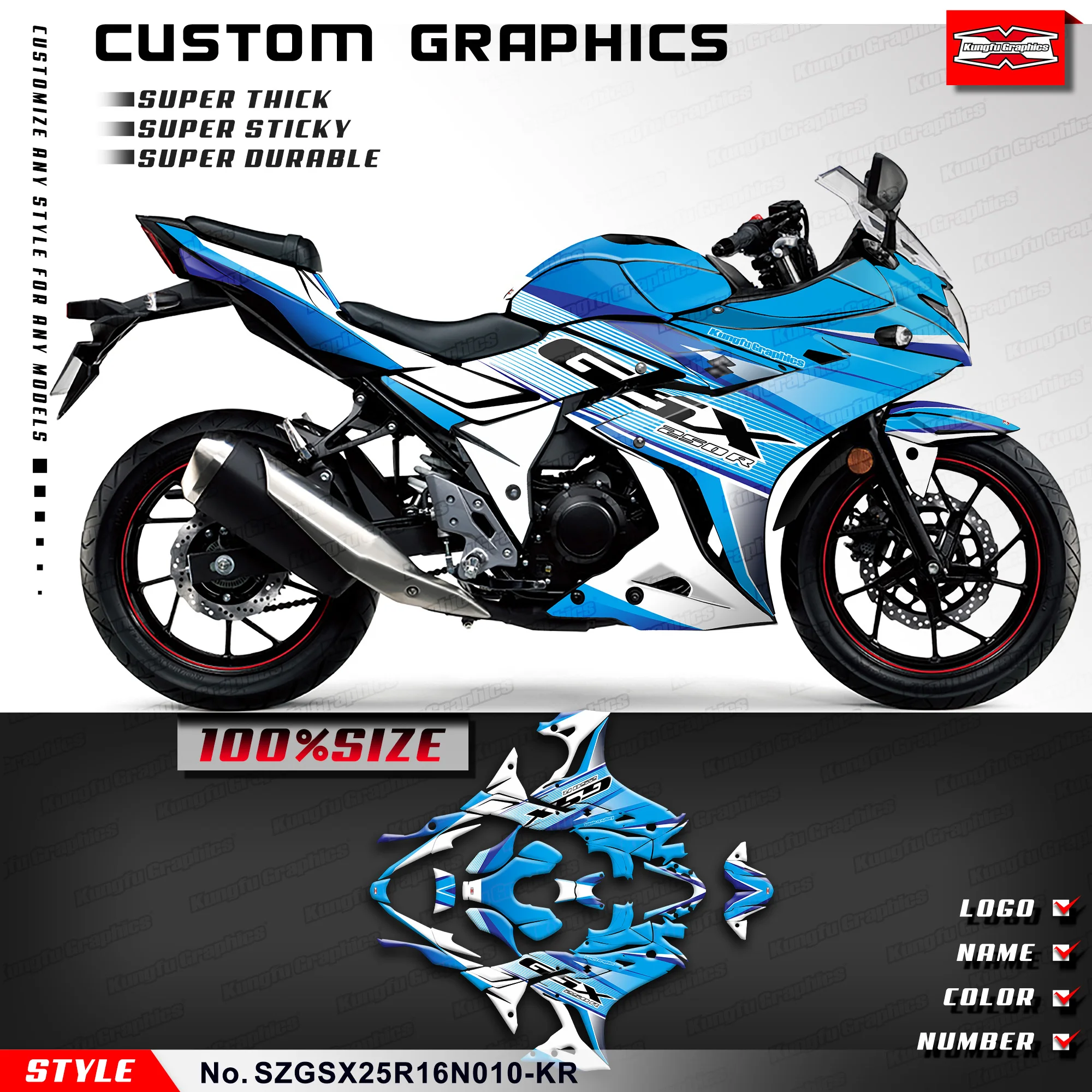 

Комплект графических наклеек KUNGFU GRAPHICS для Suzuki GSX250R 2016 2017 2018 2019 2020 2021 2022 2023 2024, восстановление