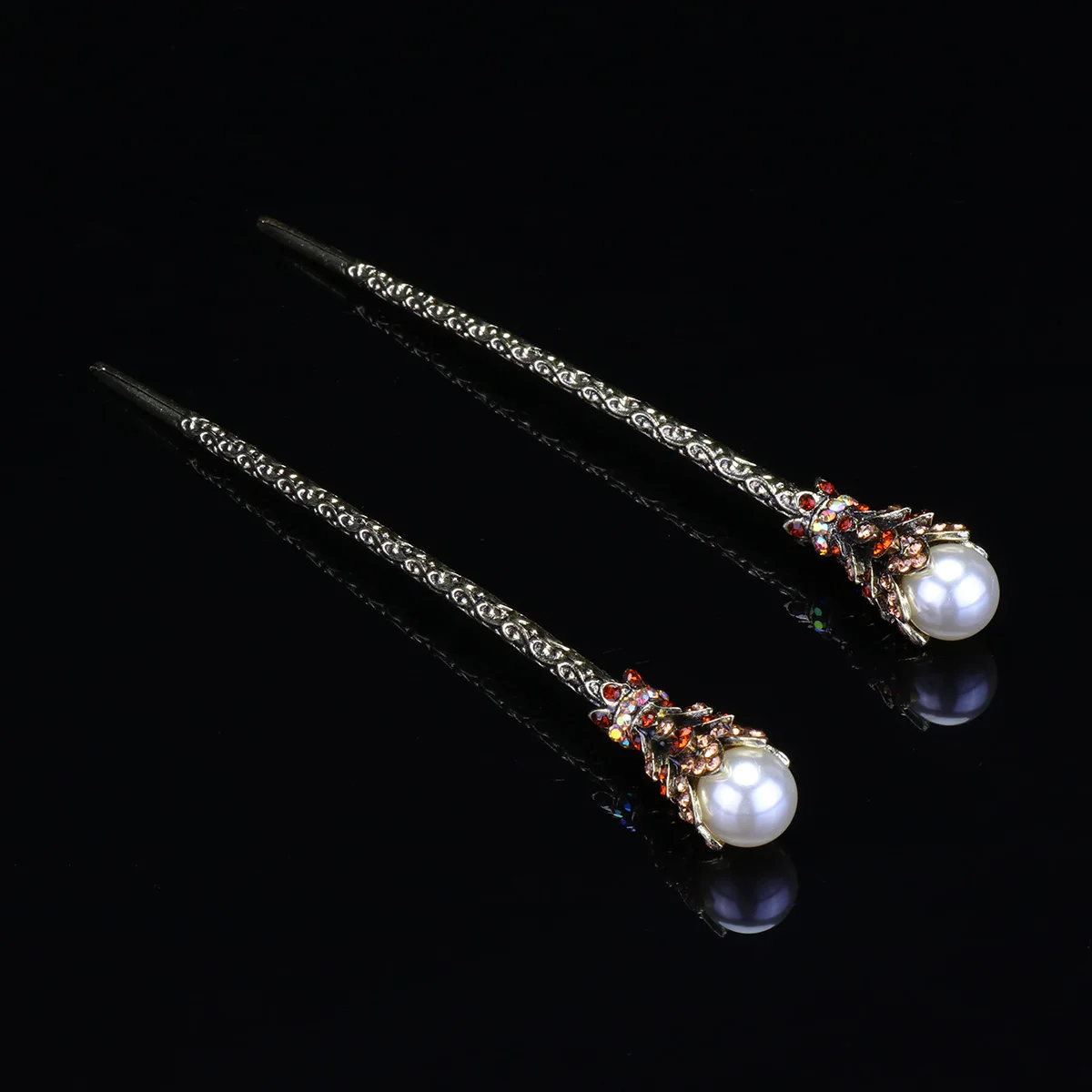 

2pcs Vintage Women Accessories Rhinestone Headdress Hair Chopstick Bride Tiaras Retro Fashion Hairstyle Party Gift