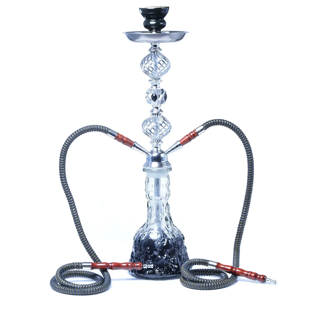 

DEJAYA Hookah Shisha Pipe Narguile Chicha Pipa with Ceramic Bowl Charcoal Tongs Double Hose Crystal Crafts Glass Accessories