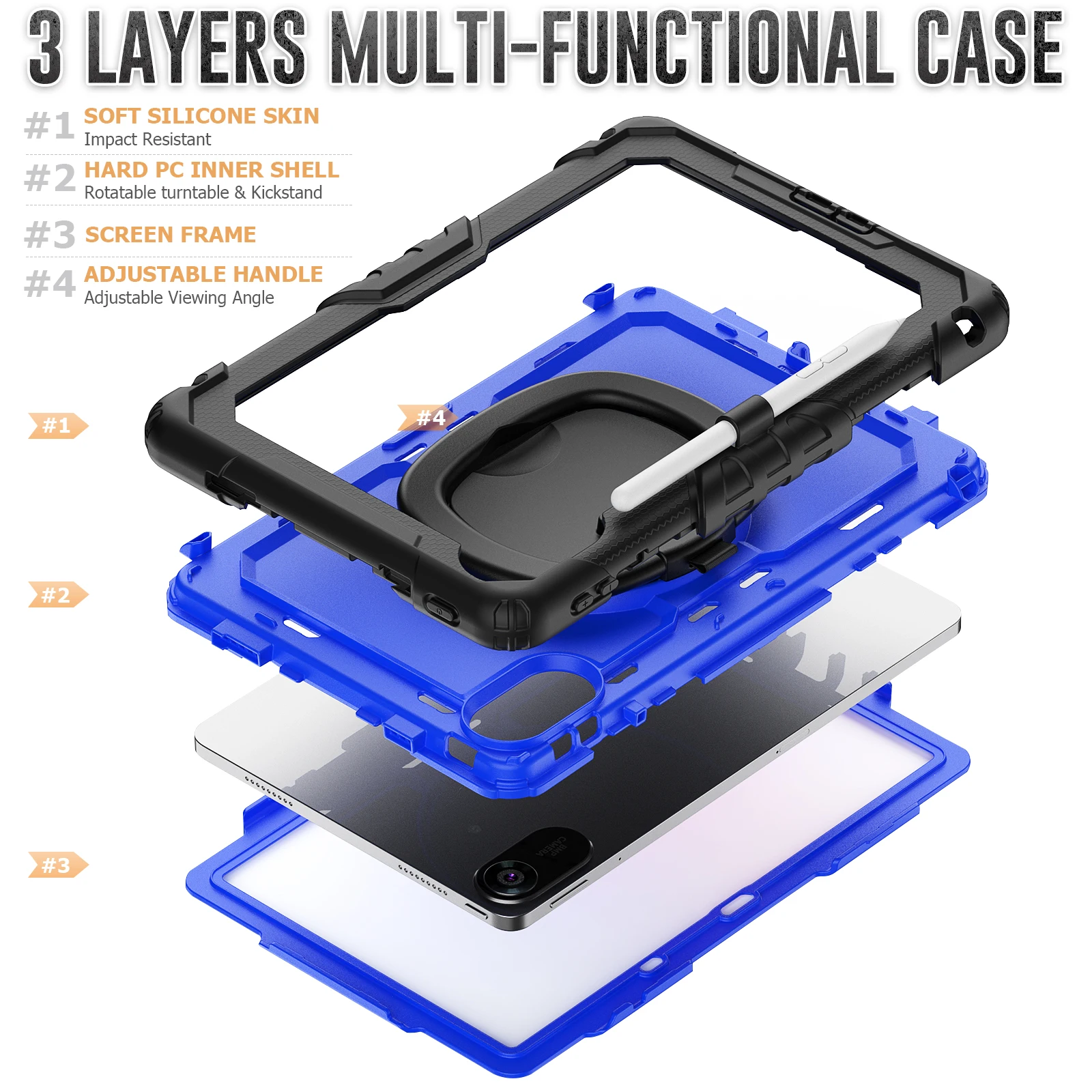 Capa rotativa para xiaomi redmi pad 2 2025 11.0 polegadas modelo 25040rp0ag 25040rp0ai capa resistente com alça alça de ombro