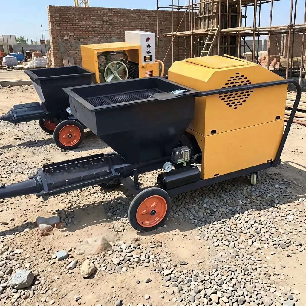 Customized HighEfficiency Coarse Sand Sprayer 300kg PLC Motor Pump Construction Wall Rendering Machine For Cement Mortar Plaster