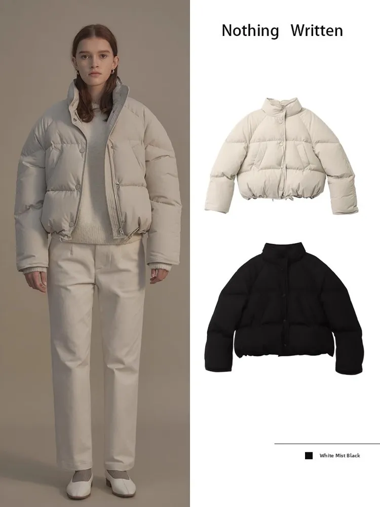 

Женская повседневная куртка из гусиного пуха в корейском стиле, модная, приталенная, короткая, на молнии, с длинными рукавами, теплая