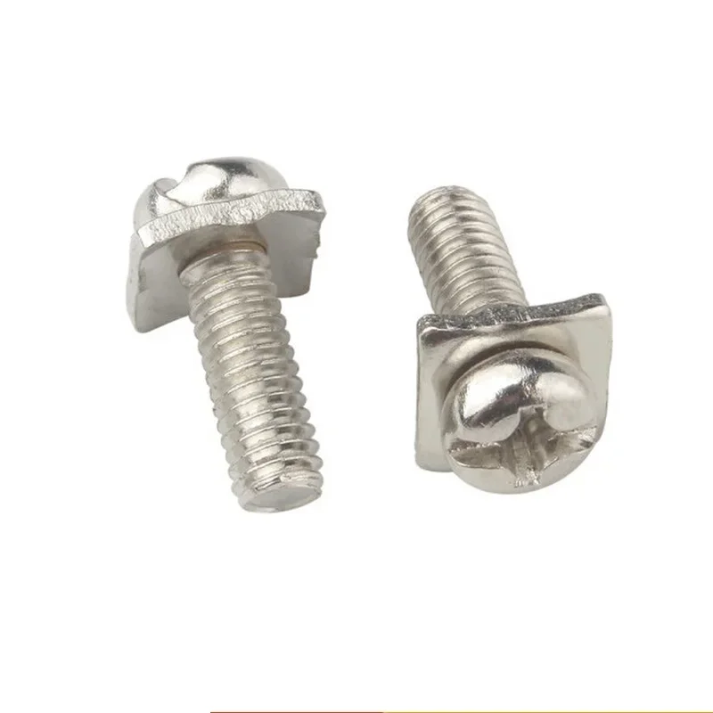 M3~M5 Pan Head Square Washer Screw Nickel Plated Cross Pan Head Square Washer Bolt Combination Wiring Terminal Crimping Screw
