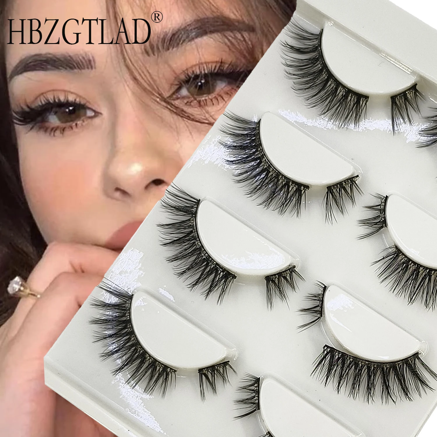 Conjunto de cílios reutilizáveis 3D - Tira meia/completa DIY, efeito de volume da cauda, cílios postiços naturais fofos para uso diário/festa