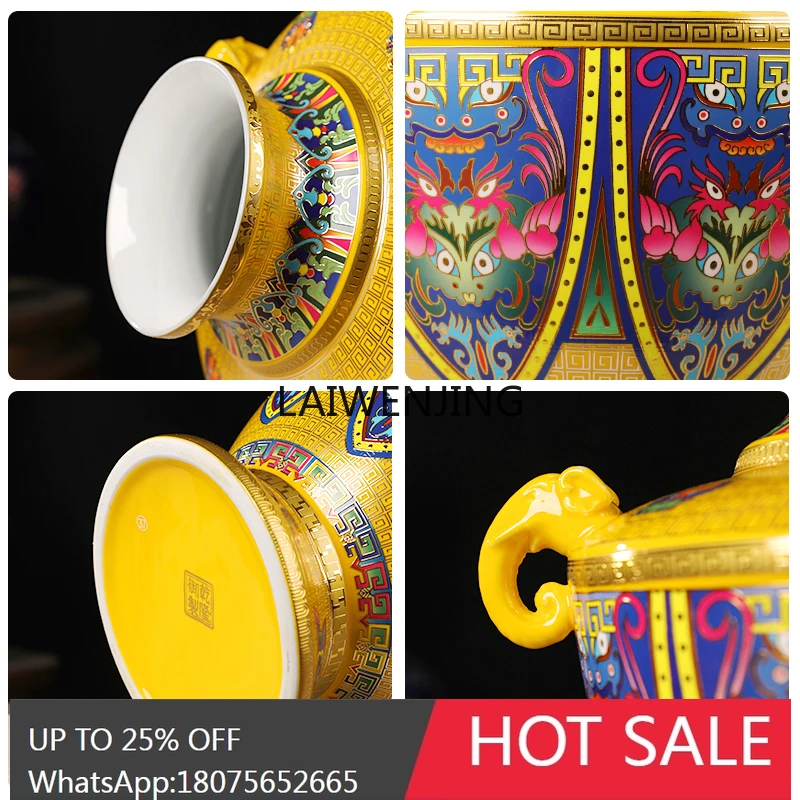 SGF Jingdezhen imitation Qianlong court style silk enamel binaural bottle