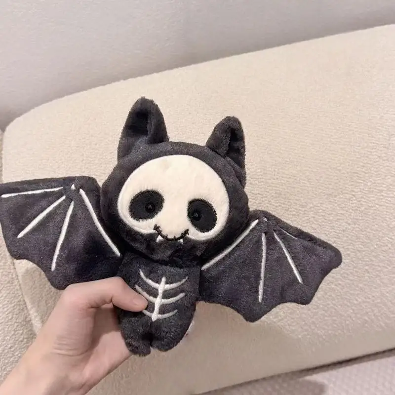 Kawaii Plush Skull Bat Keychain Cartoon Stuffed Doll Toy Bag Pendant Backpack Hanging Decoration Halloween Gifts