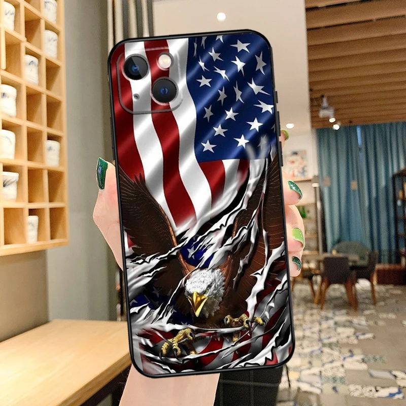 America USA Flag Cover For iPhone 14 15 16 Pro Max XS XR X Case For iPhone 11 12 13 Pro Max Mini Plus