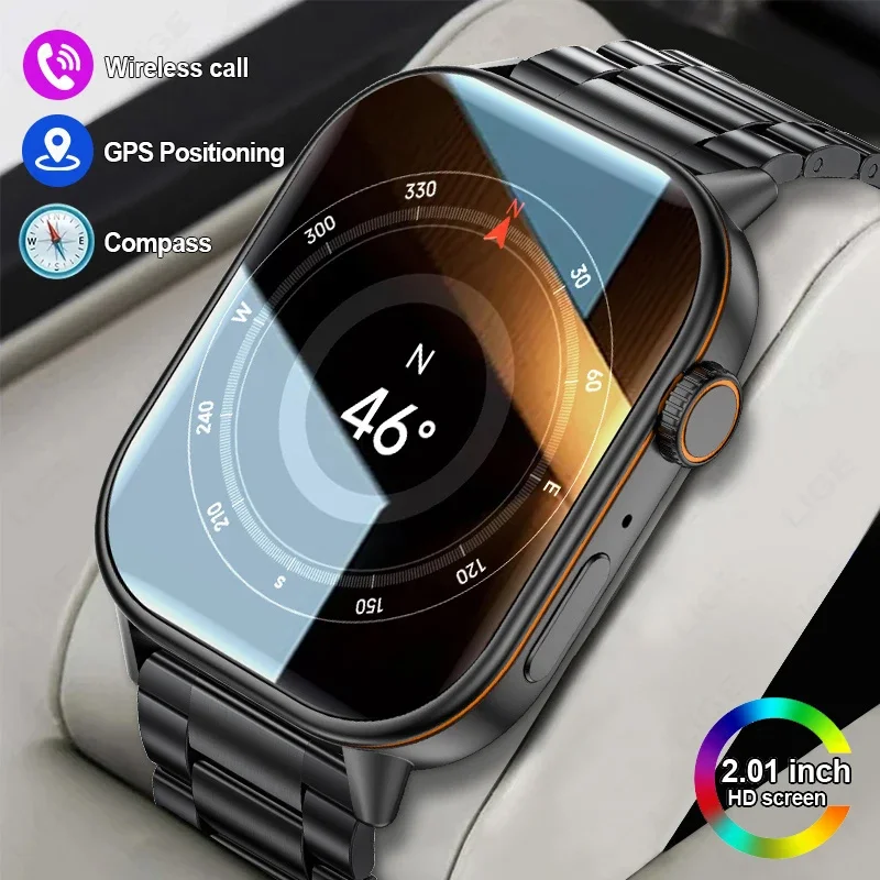 

Умные часы LIGE Outdoor GPS для мужчин и женщин с AMOLED-экраном 2.01 дюйма, водонепроницаемые, с компасом, трекером активности, функцией звонков по Bluetooth, совместимые с Android и iOS.