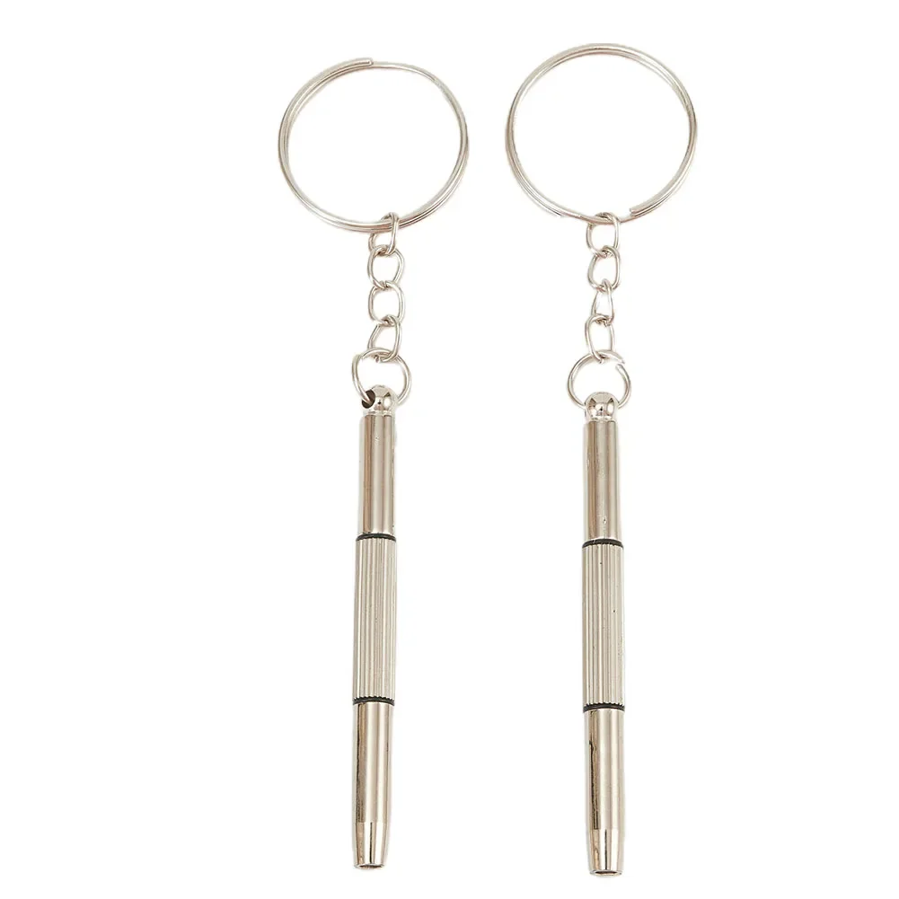 2PC Mini 3in1 Screwdriver Glasses Phone Watch Screwdriver Screw Repair Tool Keyring Keychain Multi Function Nut Driver Hand Tool