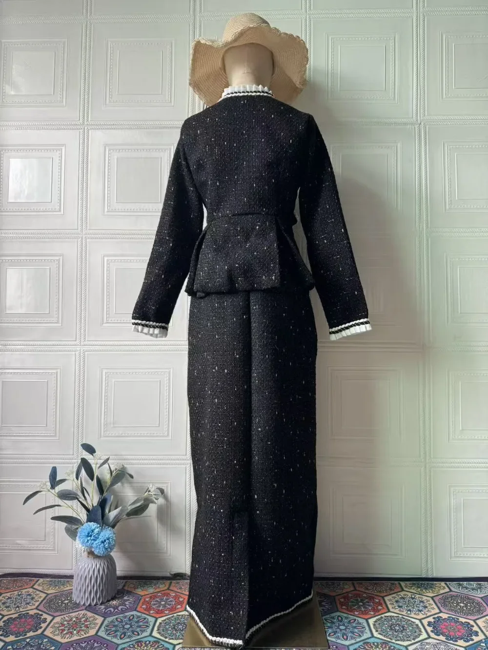 أنيقة 2 قطعة مجموعة الخريف النساء بلايز تنورة سترة شارع العليا العربية رداء طويل المغرب الزي دعوى 2026 دبي مكتب سيدة أبلى