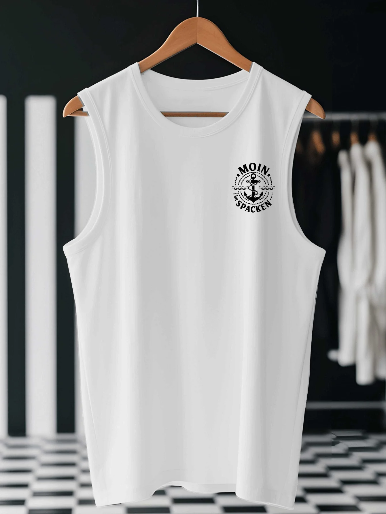 

Left chest printed men's sports vest, suede summer casual comfortable sleeveless vest