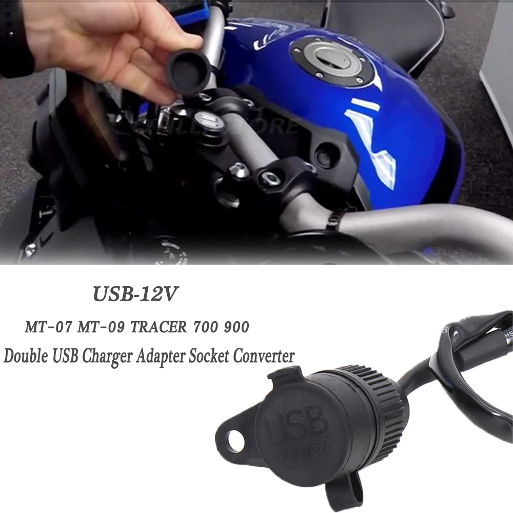 Motorcycle 12V DV For Yamaha MT-07 MT-09 SP Tracer FZ-09 FZ-07 Tracer XSR 700 900 Double USB Charger Adapter Socket Converter