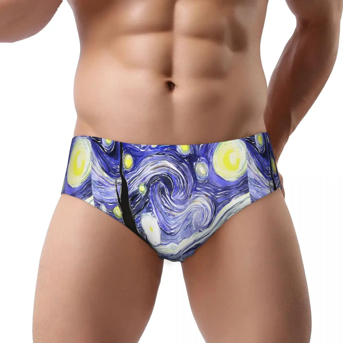 

Vincent Van Gogh Paintings Starry Nigh Male Triangle Panties Breathable Boxer Underpants Short Underwear for Homme Man Boyfriend