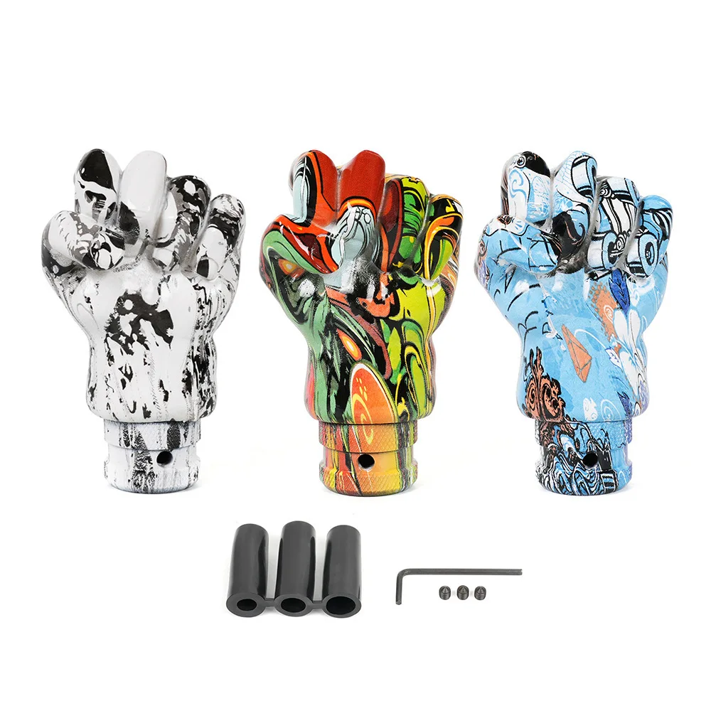 

Hand-shaped graffiti resin gear head, fist-shaped gear shift handle, personalized car gear shifter, modified accessories