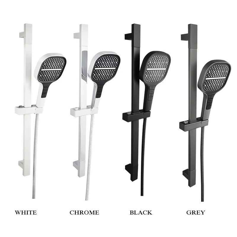 7 Functions Shower Head Adjustable Shower Riser High Pressure Rainfall Showerheads Sliding Bar for Bathroom Accessories White