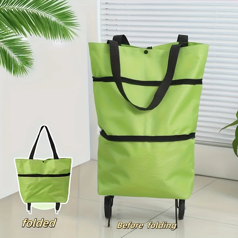 Carrito de compras plegable para productos alimenticios, con un diseño ligero con ruedas, ideal para uso doméstico y capaz de transportar