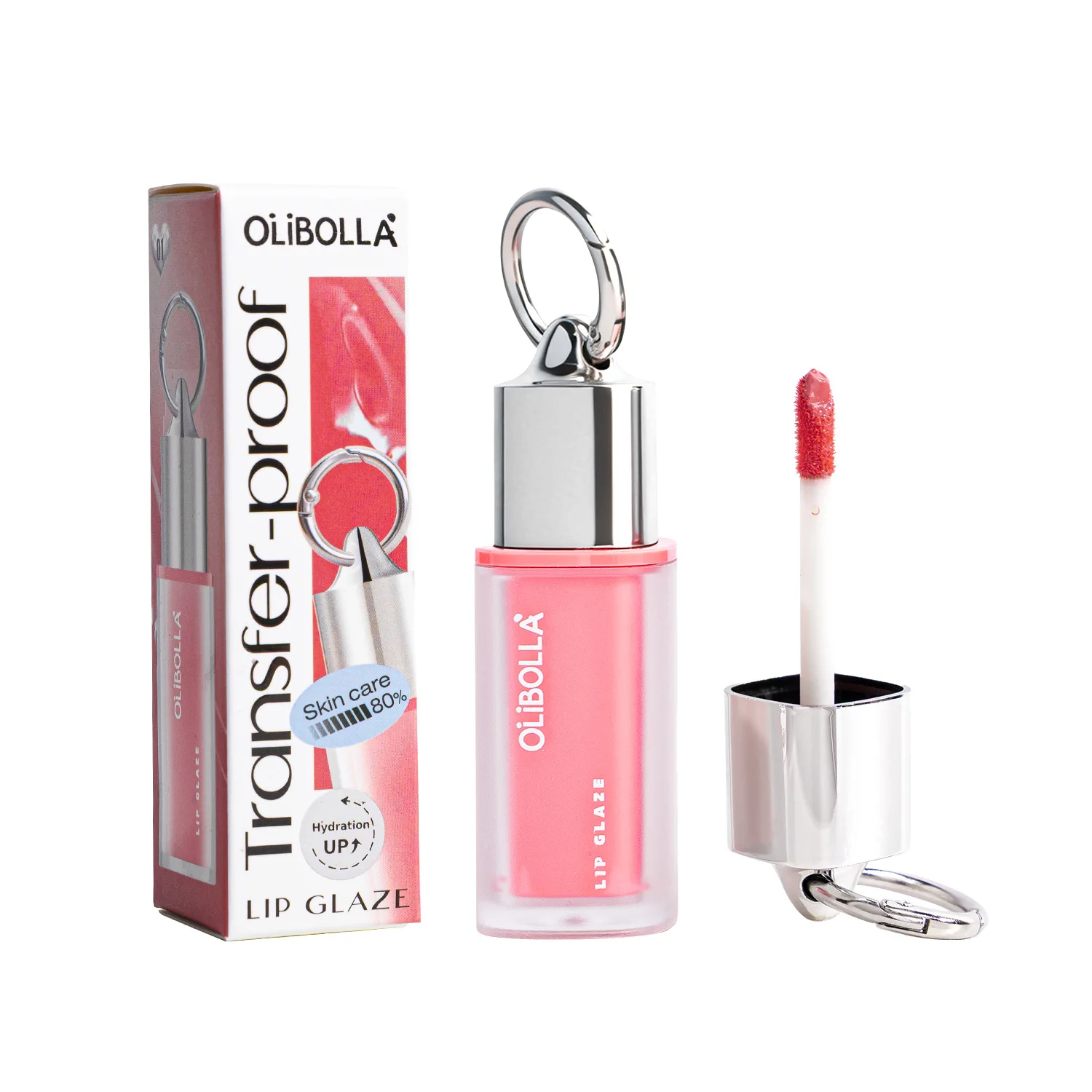 Brilho labial espelhado antiaderente de cor natural, que não desbota, com efeito de contorno labial duradouro e que não desvanece. Maquiagem.