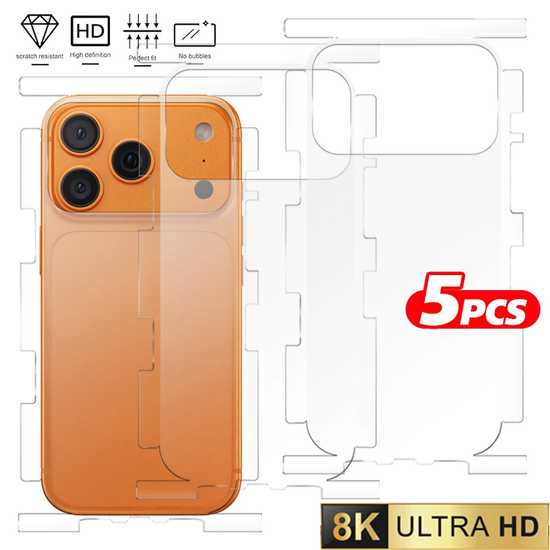 

Back+Frame Hydrogel Film For iPhone 17 17Air 17Pro Max Clear Full Protection Border Side Back Protector Soft Films Not Glass