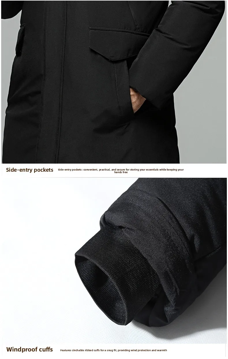 Canada Fashion Winter Jacket for Men Down Coat Parkas Men's White Goose Down Jacket Puffer Padding Detachable Fur Collar HYX0018