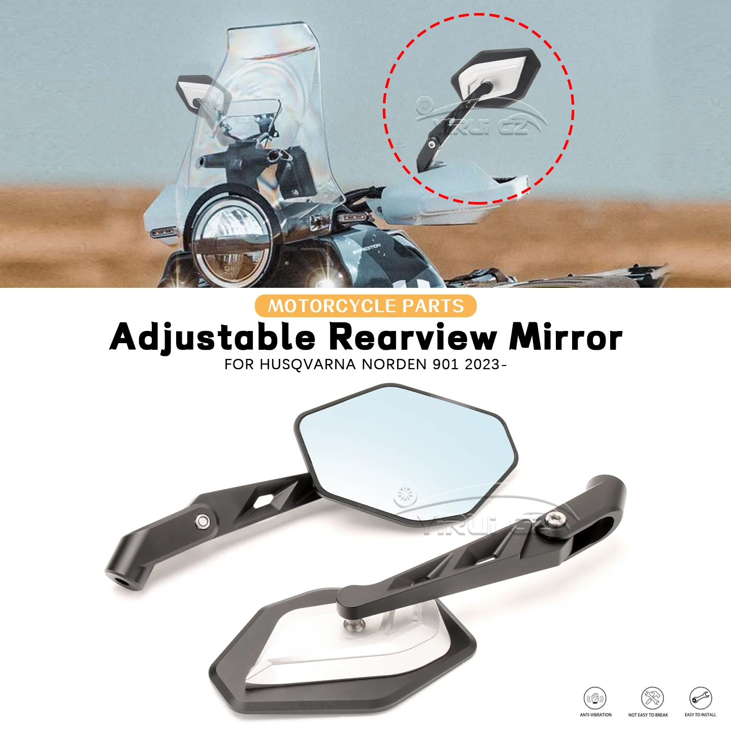 

New CNC Aluminum Foldable Rearview Mirror Adjustable Side Mirror Motorcycle Accessories FOR Husqvarna Norden 901 Norden901 2023-
