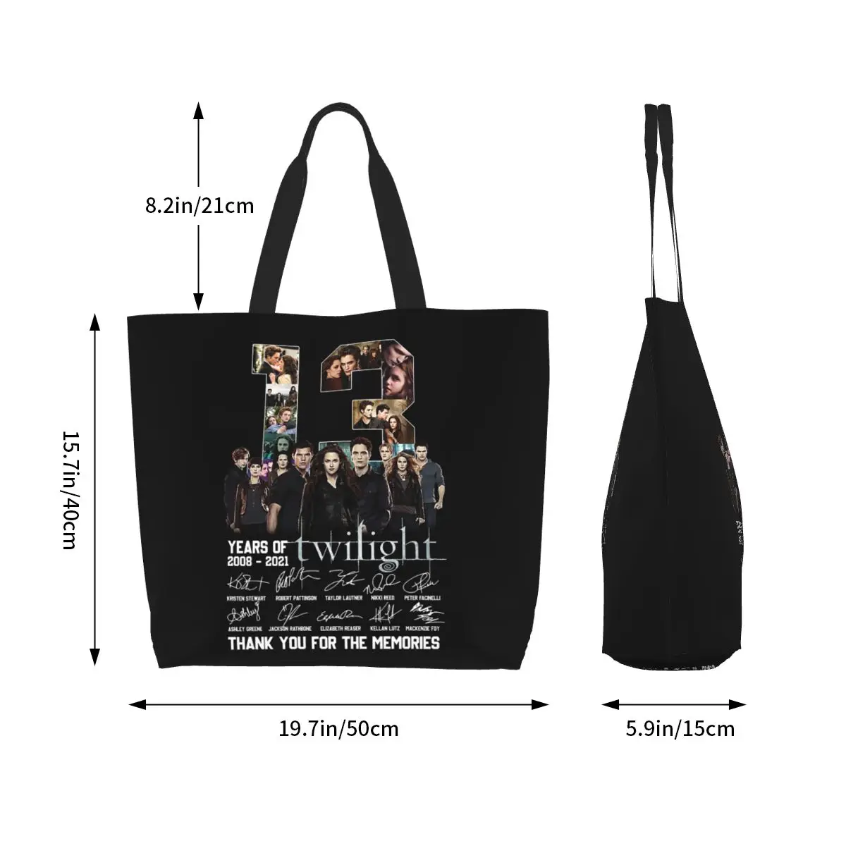 13 Years Of The Twilight Saga Signature Cast Midnight Sun Movie Shopping Tote Bag Canvas Shoulder Bags Shopper Grocery Handbag