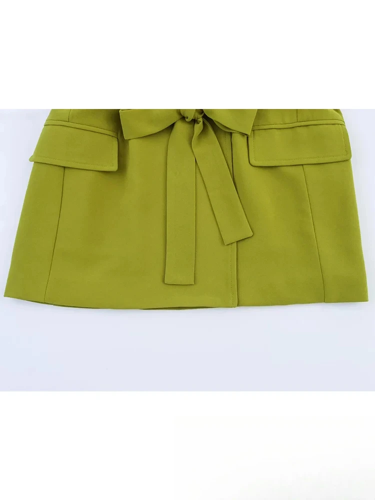 KONDALA Office Lady Chic Solid Women Suit Sashes Lace-up Pockets Slim Blazer Flare Pants New Fashion 2025 Spring Summer Sets