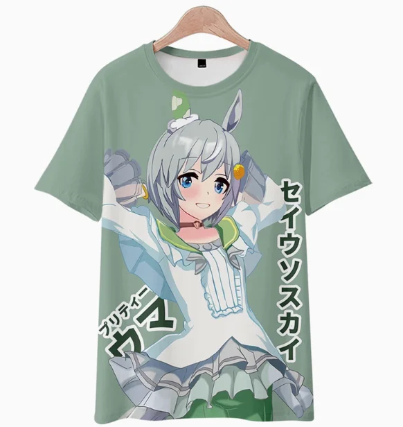 Anime Umamusume: Pretty Derby Seiun Sky Short Sleeve T-shirt Summer Cosplay Costume Casual Student Loose Tops