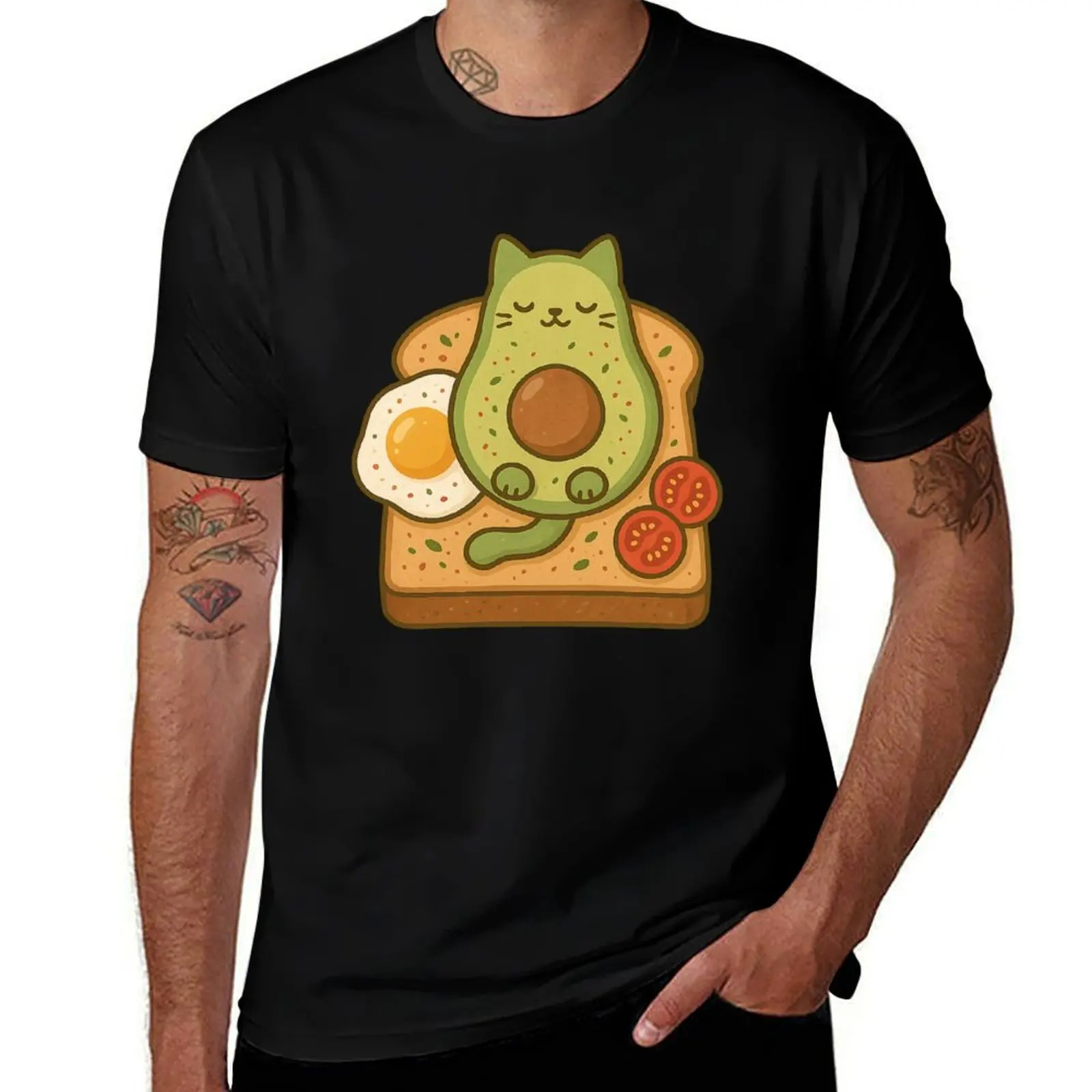

Avocado Cat Toast – Funny Kawaii Brunch Sticker T-Shirt Aesthetic clothing summer tops t shirts for men pack