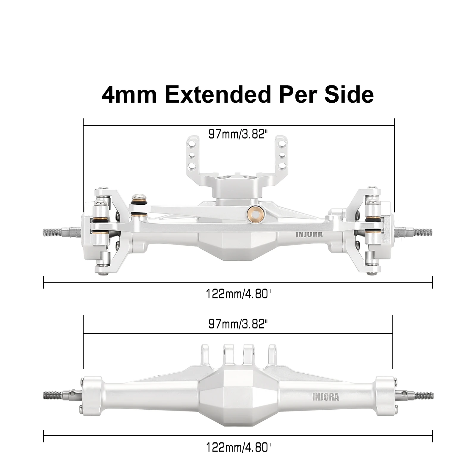 INJORA +4mm Diamond Axles with Lay Down Servo Mount & Links for 1/18 RC Crawler TRX4M
