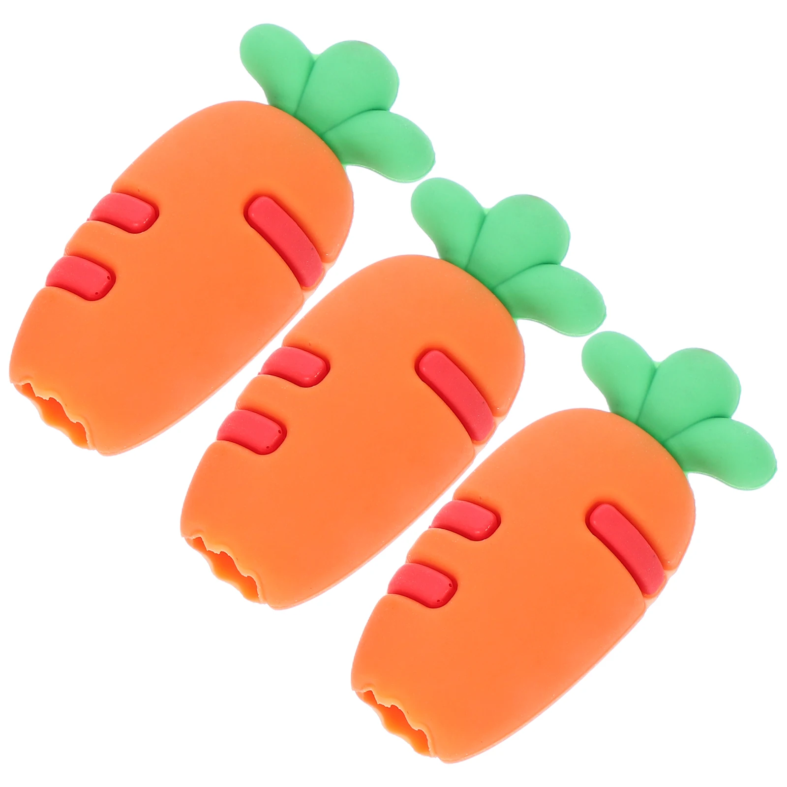 

3pcs Carrot Pen Caps Cute Pencil Toppers Soft Covers Dirt Break Protection Extender School Office Supplies