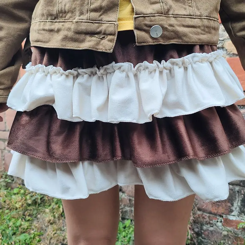 Korejepo Velvet Sweet Spicy Cake Tutu Skirt Cute Pumpkin Border Defense Light A Word Versatile Lotus Leaf Edge Skirts Bottoms