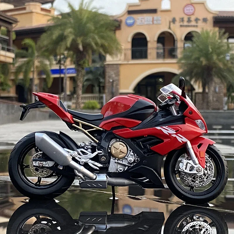 1:12 BMW S1000RR Moto da corsa in lega Simulazione Diecast Modello di moto da fondo Collezione di suoni e luci Regalo per bambini