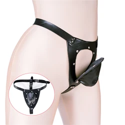 BDSM Bondage Harness Panty Sexy Lingerie Men's Leather Panties Open Crotch Panties Adjustable Chastity Device Belt Shorts Fetish