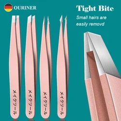 Precision Stainless Steel Tweezers For Eyebrow Hair Facial Hair Removal, Splinter, Blackhead Slant Tip Angle Tip Pointed Tip