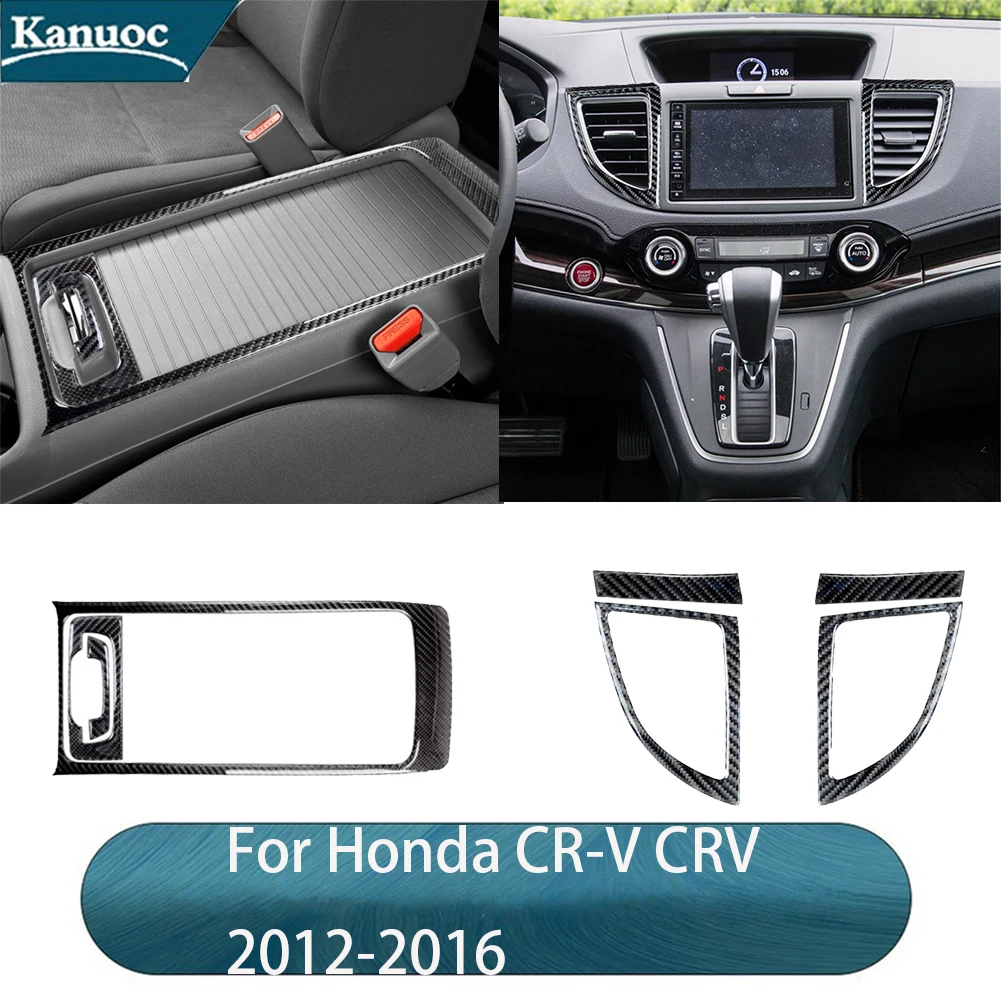 

Carbon Fiber Black Stickers For Honda CR-V CRV 2012 2013 2014 2015 2016 Cover Trim Car Interior Decorative Accessories