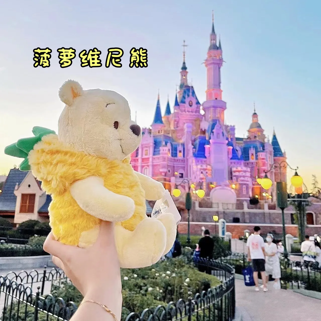 Disney Winnie Bear Pineapple Shaped Doll Cartoon Stuffed Toy Puff Puff Bear Pillow Birthday Gift