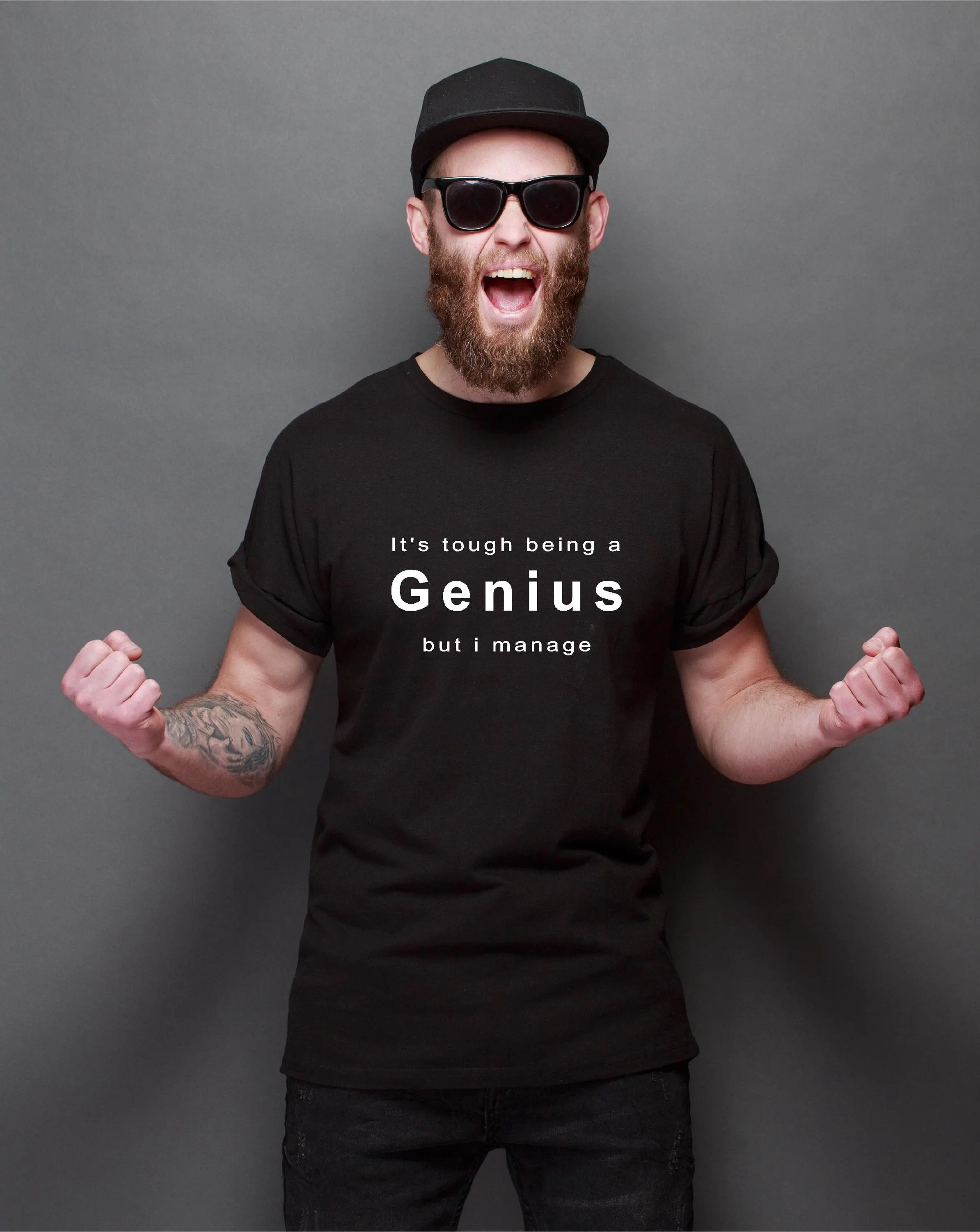 It's Tough Being A Genius But I Manage Funny Rude Men’s Lady's T-Shirt Unisex Small - XXXL Simple and Comfortable Casual T-shirt