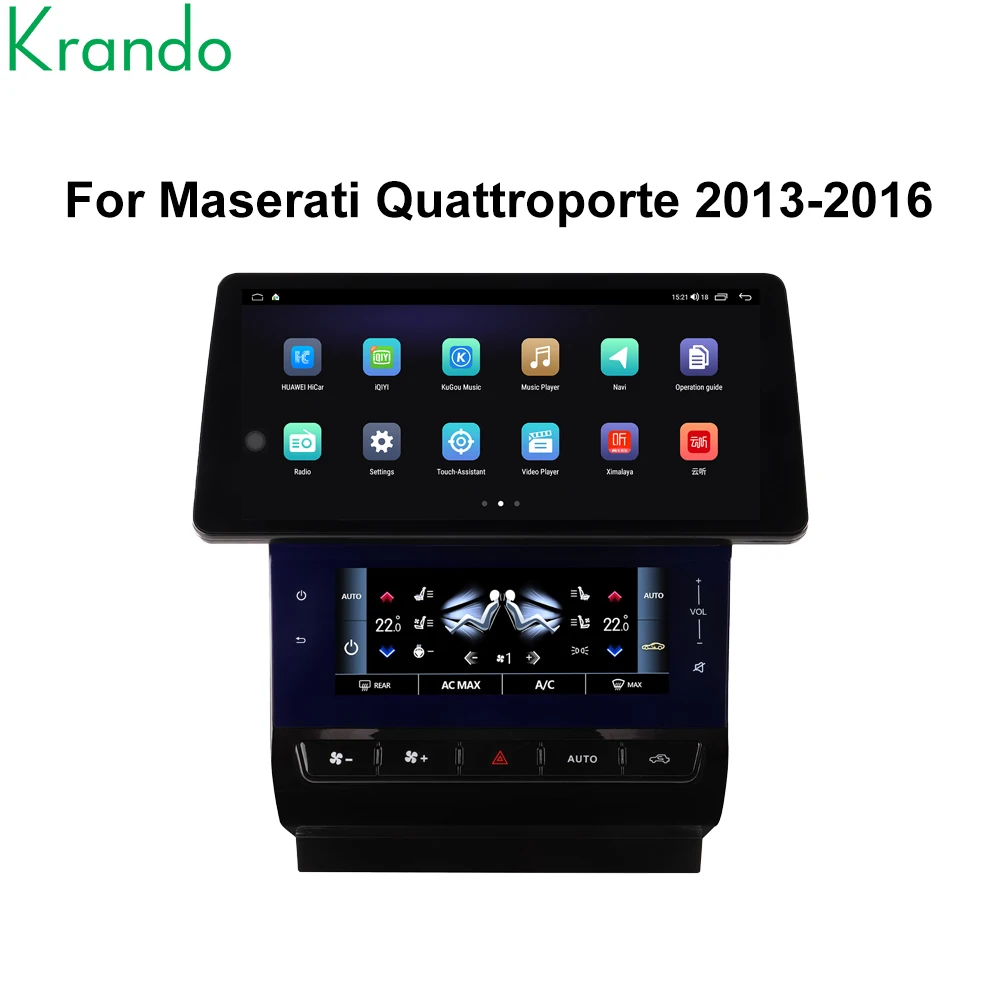 Krando 12.3+6.9'' Android Car Navigation for Maserati Quattroporte 2013 -2020 AC Climate Control Panel Car Stereo Android System