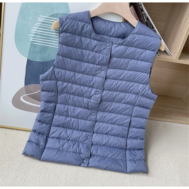 Two Wear Autumn Winter Ultra Light White Duck Down Vest Coat Female Sleeveless Waistcoat Women Warm  Short Tank Puffer Jacket