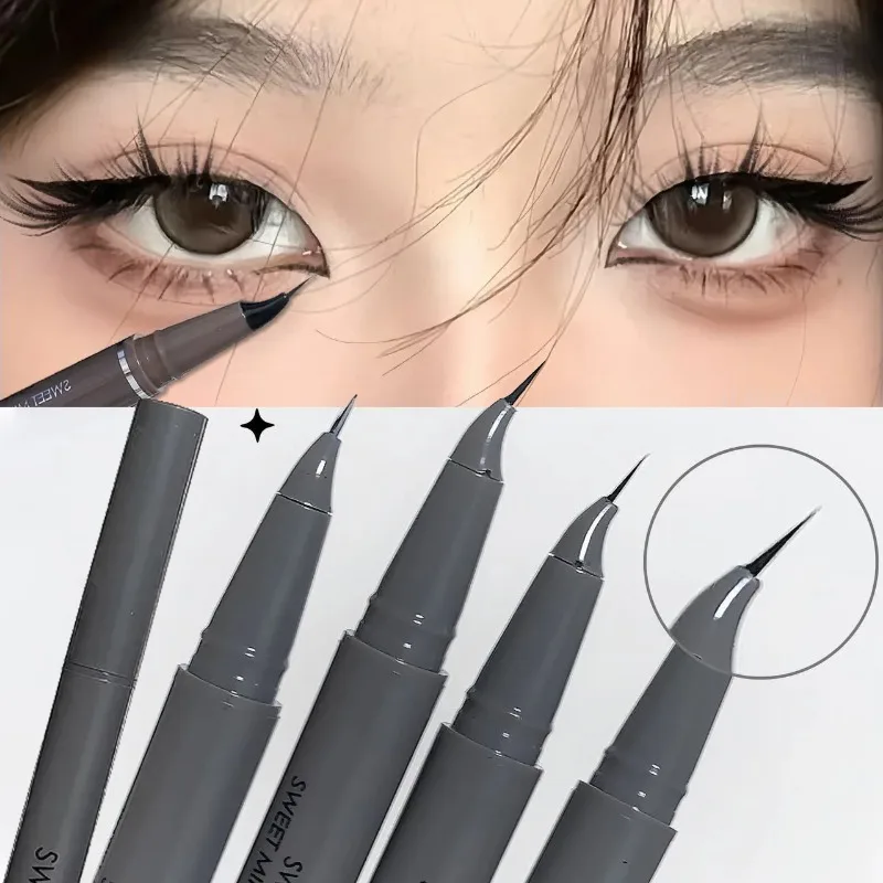 Gebogener Eyeliner-Stift, ultrafein, schnell trocknend, flüssiger Eyeliner, einfach aufzutragen, Lying-Silkworm-Stift, Schwarzbraun, für die unteren Wimpern, Augen-Make-up