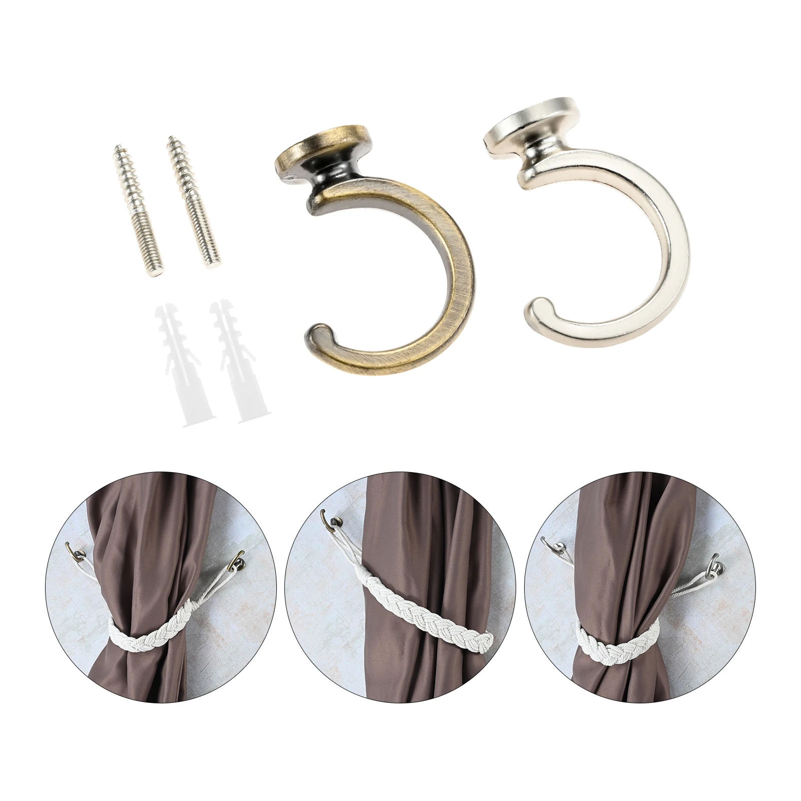 6Pcs G-shaped Curtain Tieback Wall Hooks Metal Curtain Buckle Holder Accessories Multi-purpose Hook Home Hardware