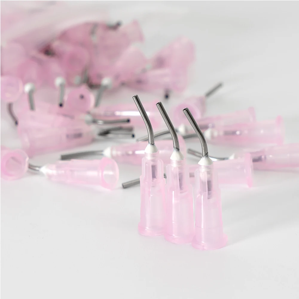 PIORPOY 100 Pcs/Bag Dental Composite Resin Pre Bent Flow Dispensing Needle Tips Disposable Dentistry Irrigation Tips 18/22/25G