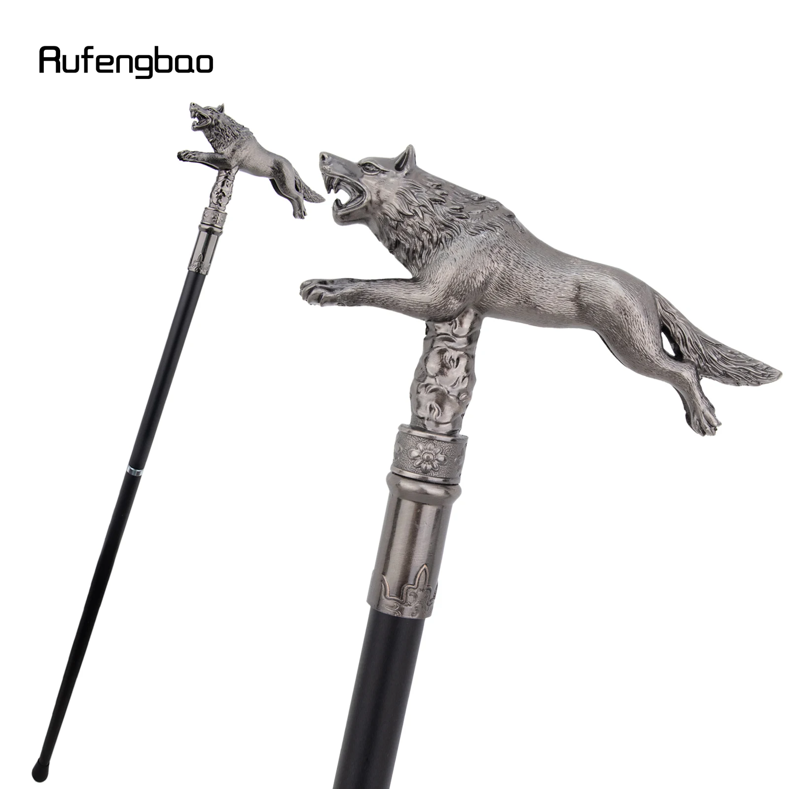 Silver Wolf Running Walking Cane Fashion Colorful Costume Prop Stylish Cane Aesthetic Decorative Stick, Theatrical Prop  91cm