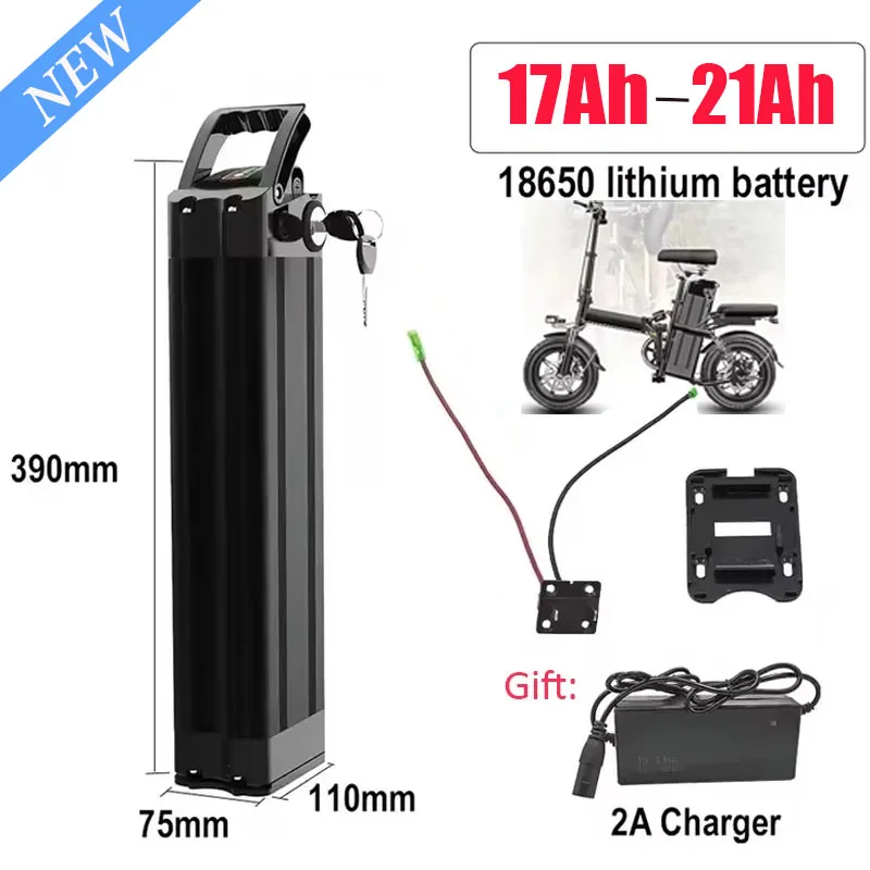 36V 48V 21Ah Battery 18650 Lithium Rechargeable Battery Built-in Bms for Silverfish 250W-750W Bafang Motor Kit with Charger.